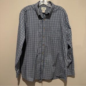 LL Bean Shirt Mens Large Blue No Iron Long Sleeve Button Down Outdoors Casual